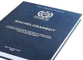 Bachelorarbeit mit Hardcover-Bindung blau