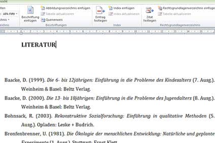 Literaturverzeichnis erstellen Word Literaturverzeichnis erstellen Word