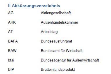 Ein Abkürzungsverzeichnis in die Bachelorarbeit einfügen