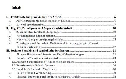 Inhaltsverzeichnis für die Dissertation/Doktorarbeit erstellen