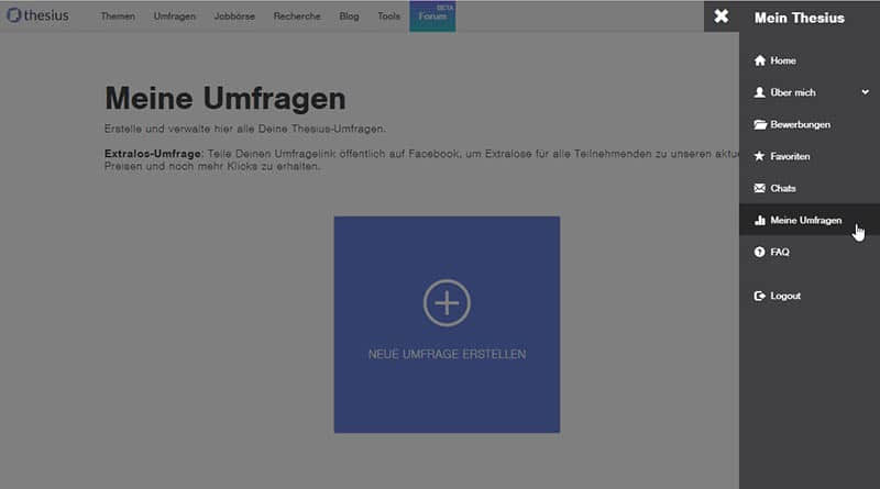 Eigene Umfrage bei Thesius-Surveys
