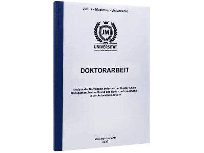 Doktorarbeit binden Klebebindung blau