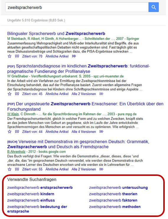 Google Scholar Verwandte Suchanfragen