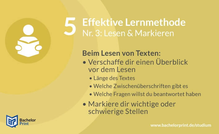 Effektive Lernmethode Lesen und Markieren