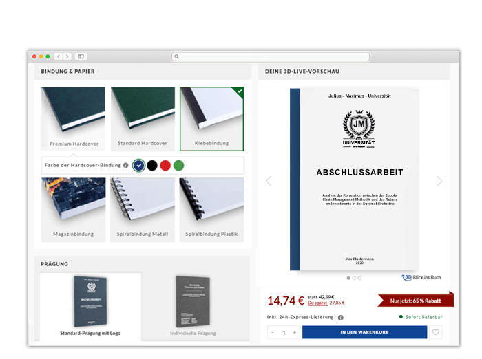 Klebebindung Heissleimbindung Abschlussarbeit Vorschau