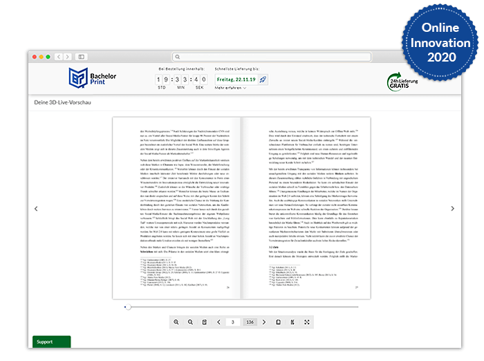 Projektarbeit drucken binden online 3D-Vorschau