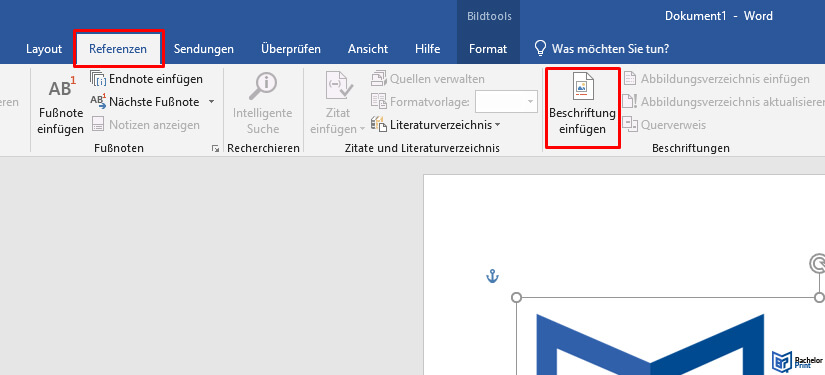 Abbildungsverzeichnis-Word-Beschriftung einfügen