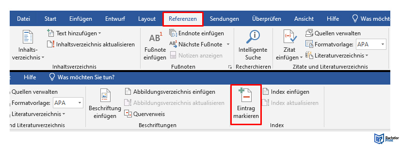 Abkürzungsverzeichnis Word - Abkürzung im Index eintragen 1