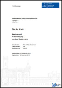 Deckblatt Vorlagen - Vorlage Universität Hannover 1