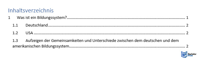 Inhaltsverzeichnis - Formulierung Überschriften 2