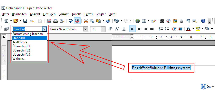 Inhaltsverzeichnis-OpenOffice-Formatierung Überschriften