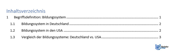 Inhaltsverzeichnis - Unterpunkte 1