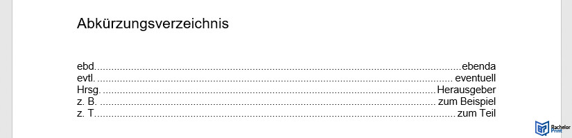 Abkürzungsverzeichnis-Bachelorarbeit-Aufbau