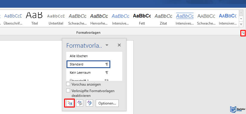 Anhangsverzeichnis Word - Neue Formatvorlage erstellen