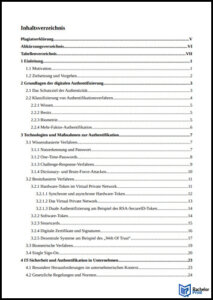 Inhaltsverzeichnis Bachelorarbeit - Beispiel Universität Siegen