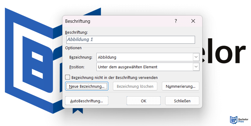 Abbildungsverzeichnis Word - Abbildungsbeschriftung anpassen