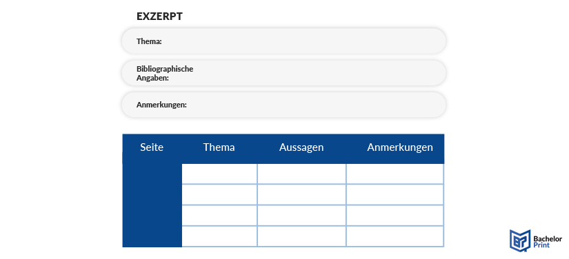 Exzerpt - strukturierter Aufbau